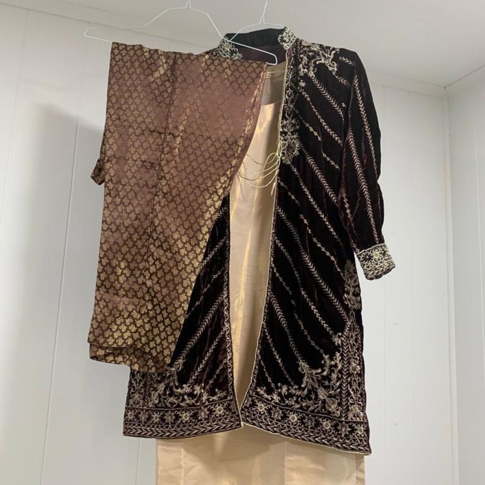 Elegant Black and Gold Embroidered Outfit